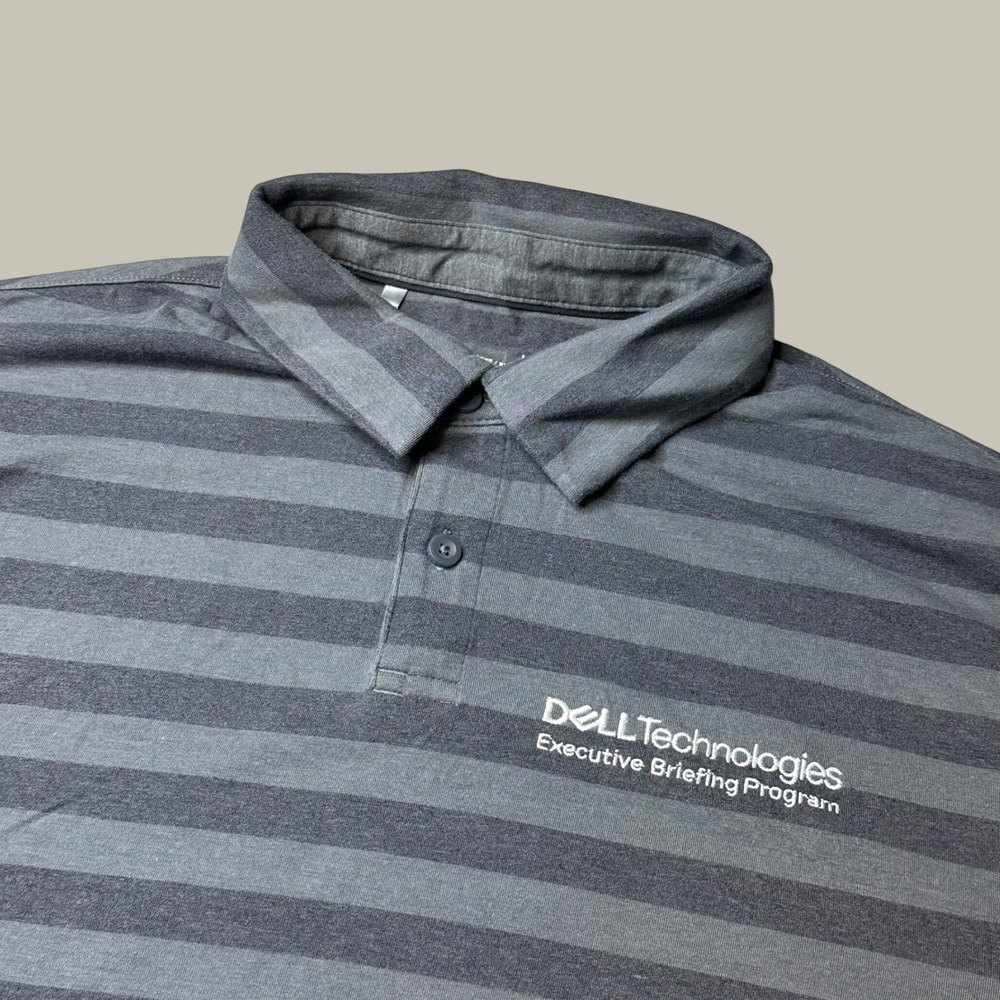 Under Armour Polo Shirt Mens Large HeatGear Grey Striped Dell Technologies UA
